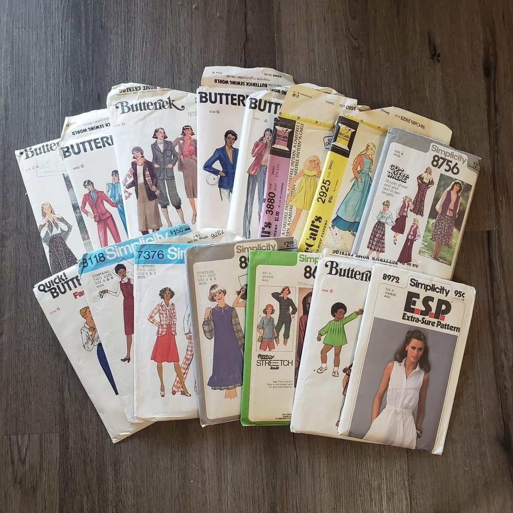 Lot Of 15 Vintage 1970s Sewing Patterns. Uncut. Most Womens Size 6 & 8 Small Med
